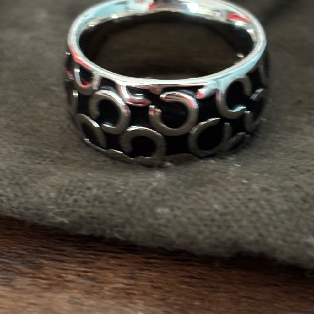 Coach Black And Silver Patterned Ring - image 4